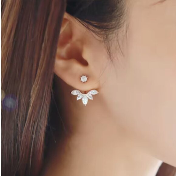 "Spring Fling" Diamond Floral Crystal Bohemian Gold Festival Zircon Gift Earring - Picture 4 of 5